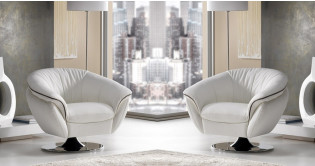 GOLDEN Fauteuil 100% Cuir Pivotant 