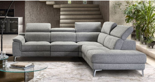 MARGUERITE Angle terminal tissu ou Cuir Relaxation avec t�ti�res Electrique (en option) ou Fixe